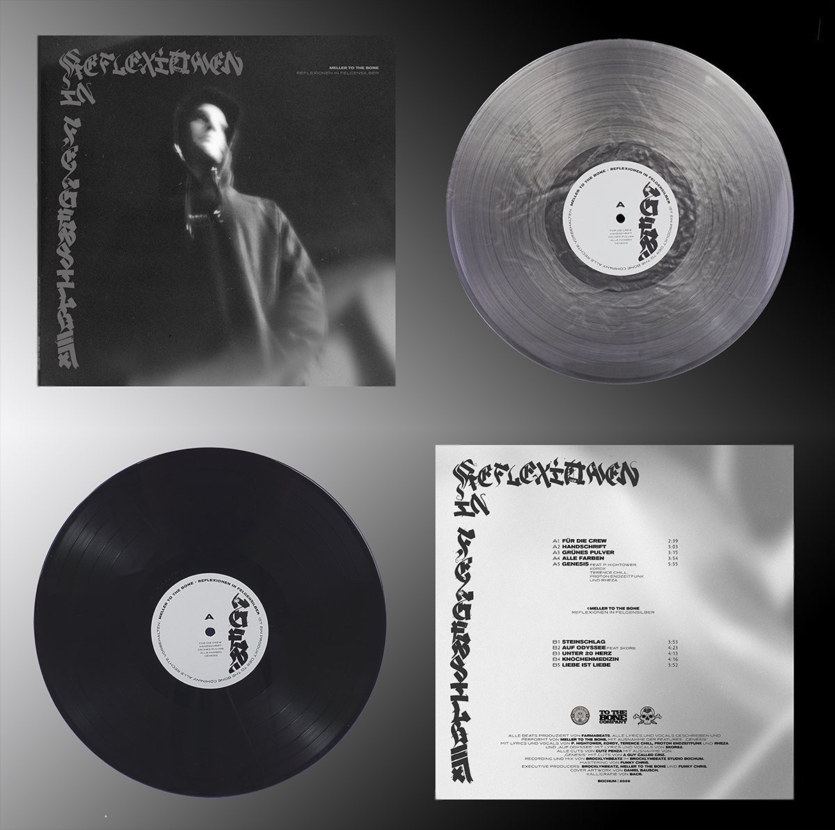 Albumcover „Reflexionen in Felgensilber“ von Meller to the Bone